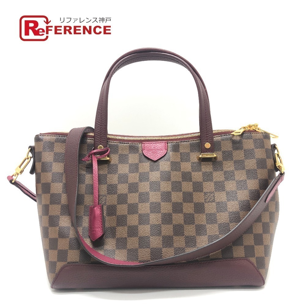 LOUIS VUITTON Damier Hyde Park Shoulder Bag Tote Handbag Fuchsia Pink Brown